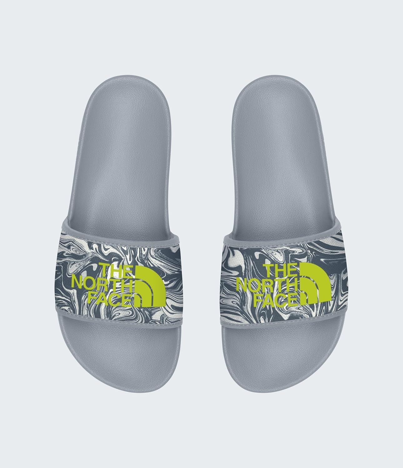 imageTHE NORTH FACE Mens Base Camp Slide III Sandal Highly Cushioned Durable TPU Strap amp Rubber OutsoleFrost GreyFizz Lime