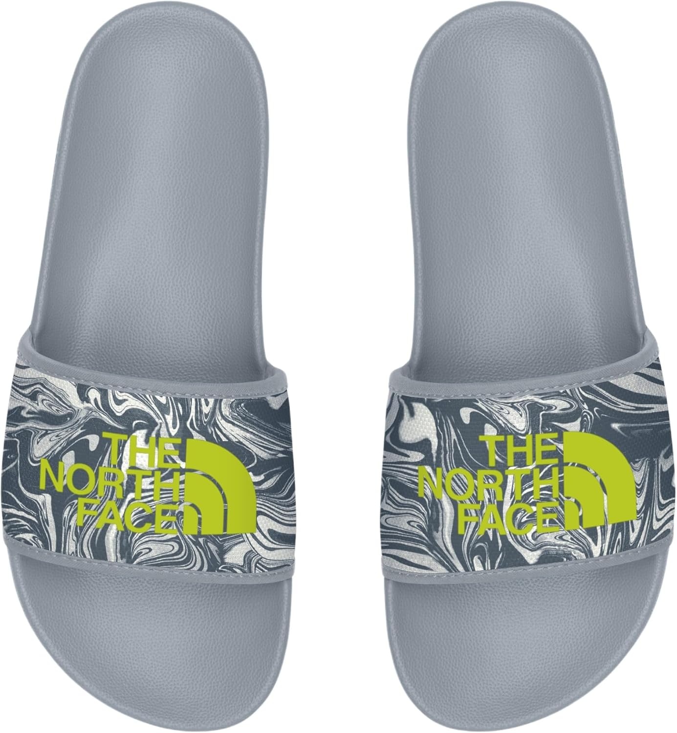 imageTHE NORTH FACE Mens Base Camp Slide III Sandal Highly Cushioned Durable TPU Strap amp Rubber OutsoleFrost GreyFizz Lime