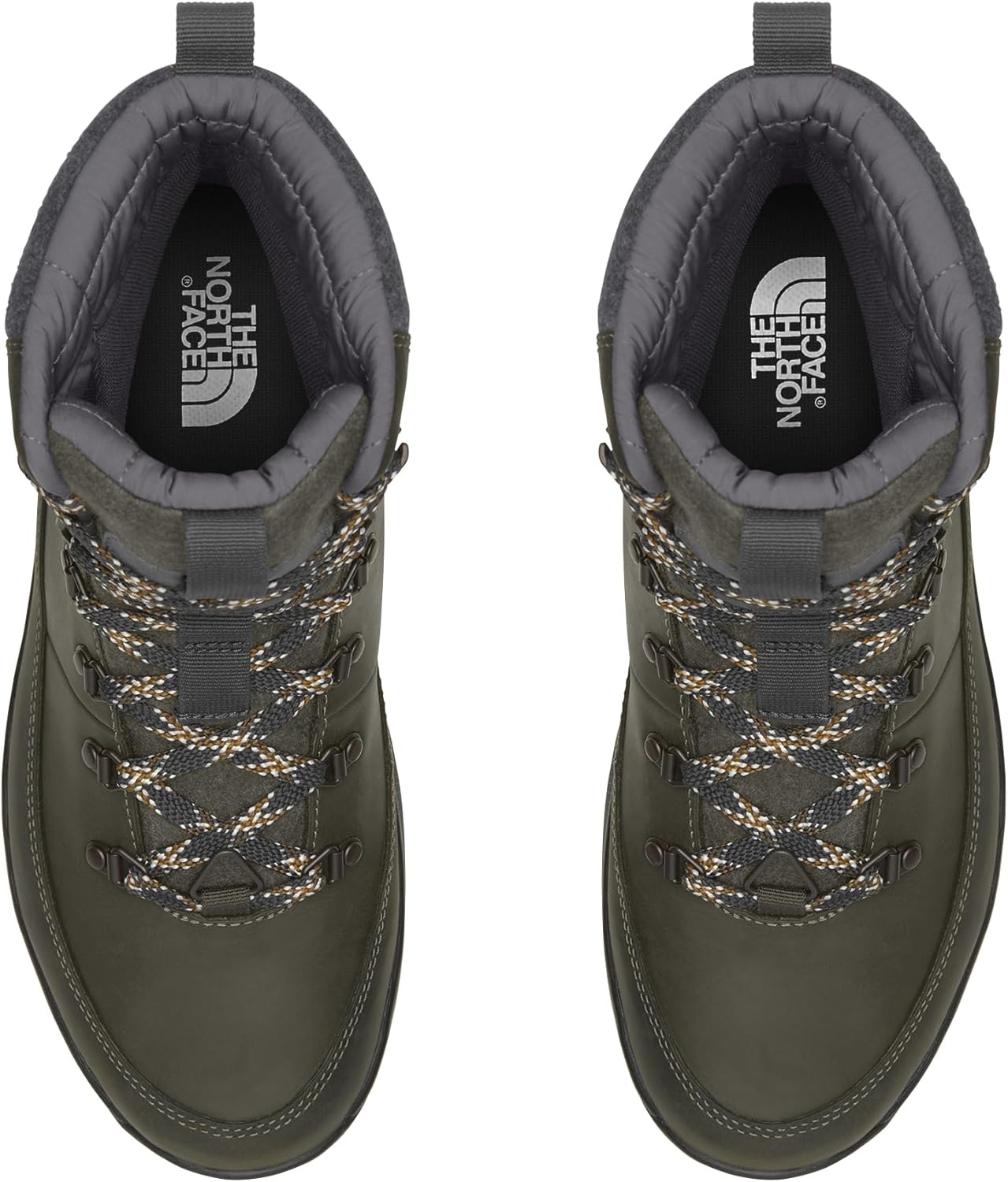 imageTHE NORTH FACE Mens Bergen Leather Waterproof Hiking Boot Insulated Snow Boot With 45mm LugsNew Taupe GreenAsphalt Grey