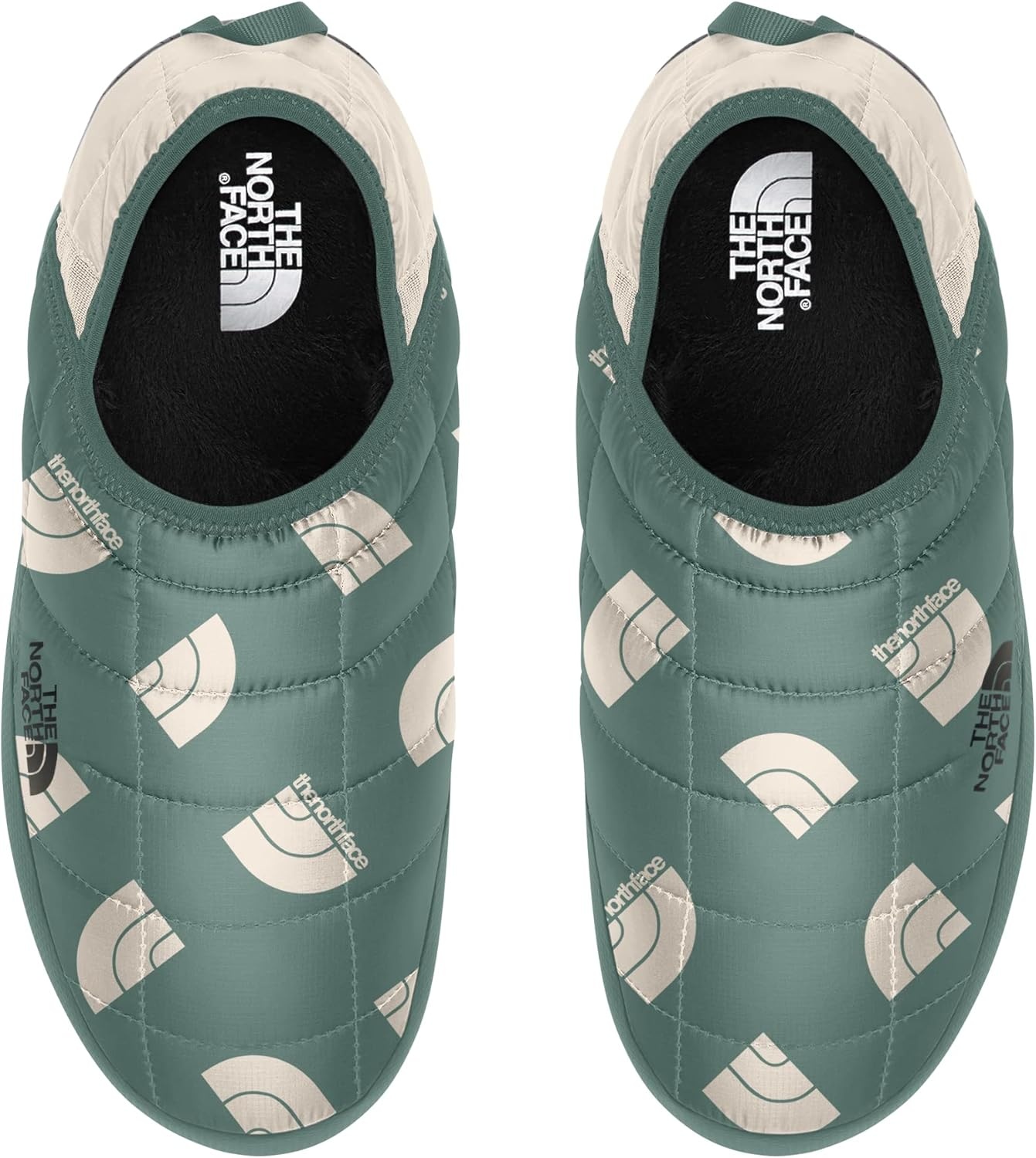 imageTHE NORTH FACE Womens Thermoball Traction Mule V Winter Shoe Insulated amp Water Repellent Rubber OutsoleDark Sage Next Gen Logo PrintGardenia White