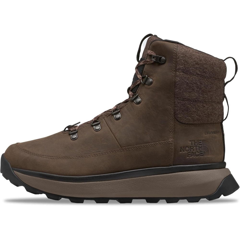 imageTHE NORTH FACE Mens Bergen Leather Waterproof Hiking Boot Insulated Snow Boot With 45mm LugsDemitasse BrownTnf Black