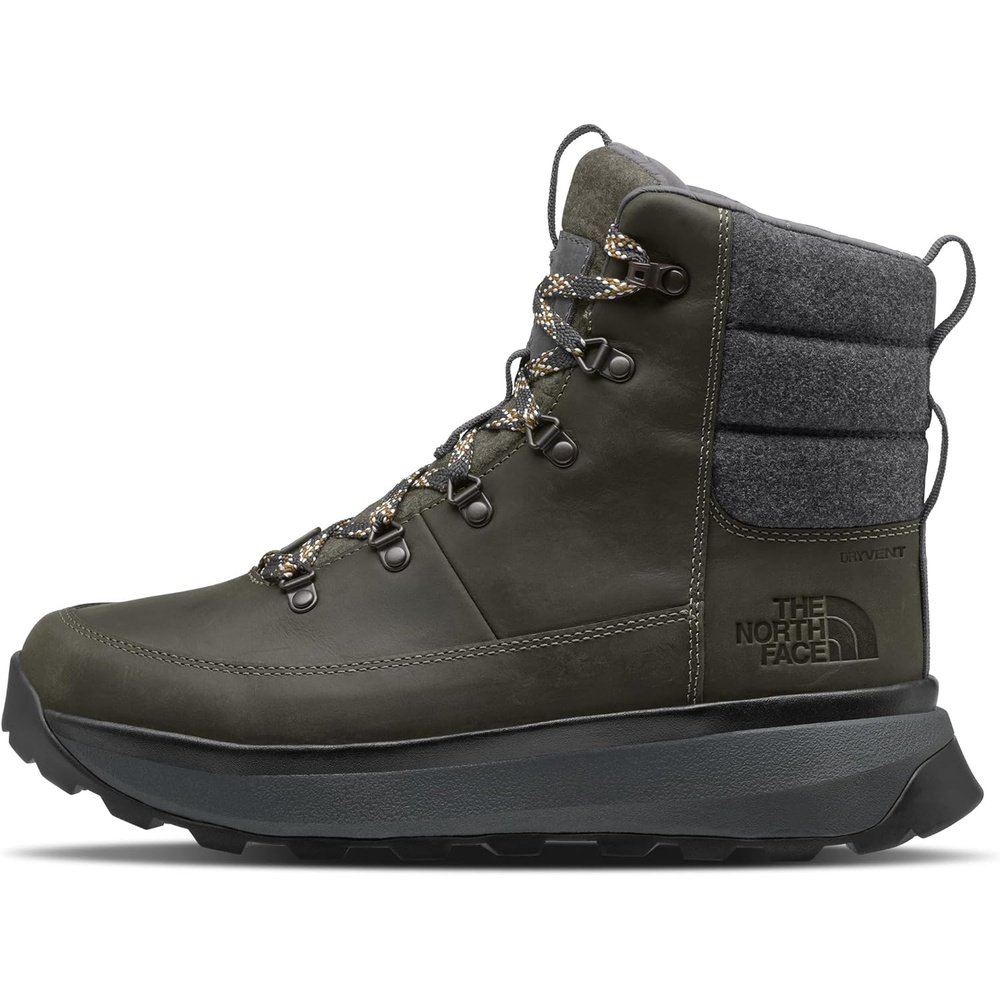 imageTHE NORTH FACE Mens Bergen Leather Waterproof Hiking Boot Insulated Snow Boot With 45mm LugsNew Taupe GreenAsphalt Grey