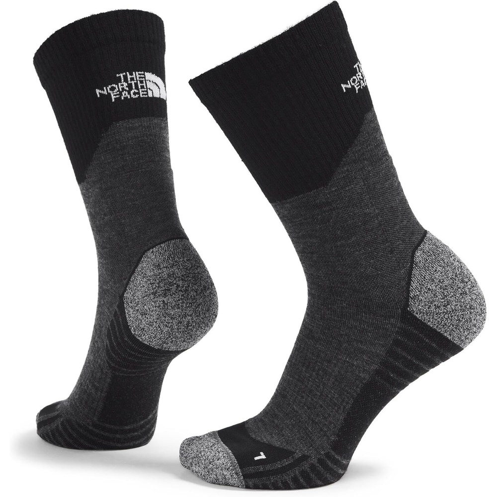 imageThe North Face Unisex Adult Hiking Crew Sock Merino Wool Crew Length Socks for Men amp Women Light Cushioning Extended HeelTnf Black