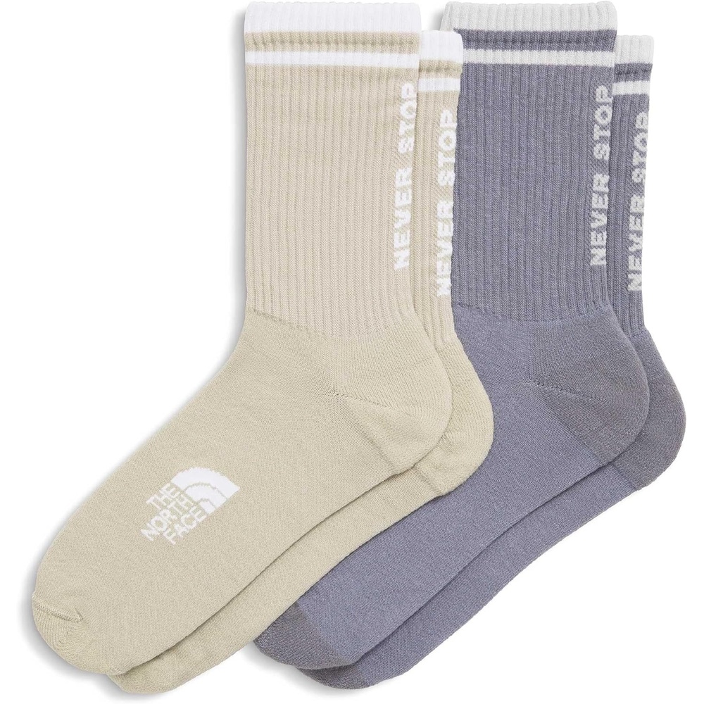 imageThe North Face Unisex Everyday Nse Crew Sock 2pack Casual Socks for Men amp Women Padded amp Breathable Ergonomic Toe BoxTranscendent GreyDesert Stone