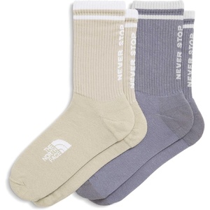 The North Face Unisex Everyday Nse Crew Sock – 2-pack Casual Socks for Men & Women, Padded & Breathable, Ergonomic Toe Box(Transcendent Grey/Desert Stone)