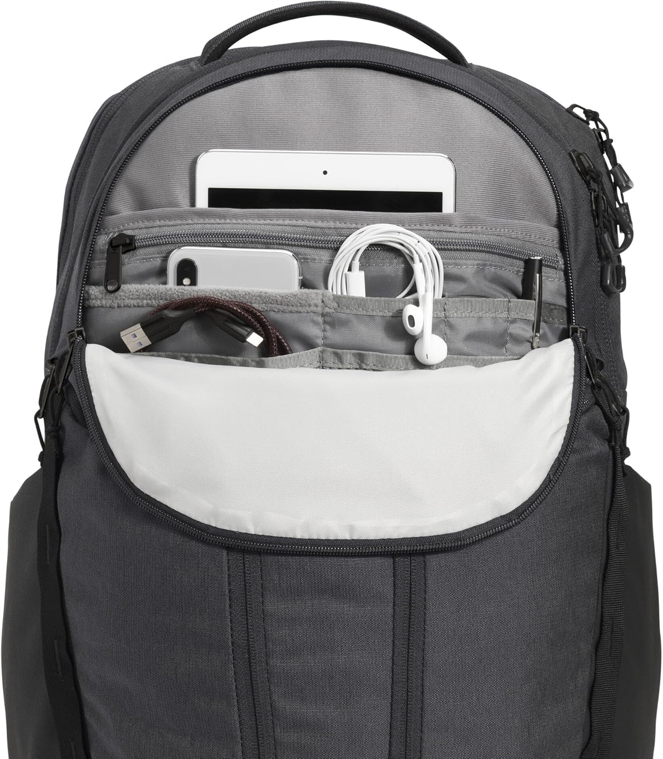 imageTHE NORTH FACE Surge Commuter Laptop Backpack Daypack With Water Repellent Finish 16 Laptop Sleeve Reflective DetailsAsphalt Grey Light HeatherTnf Blacknpf