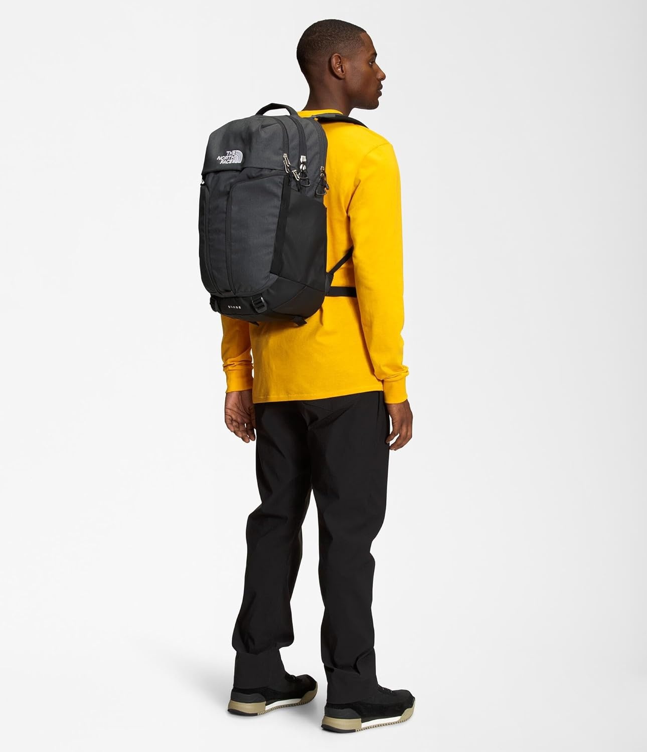 imageTHE NORTH FACE Surge Commuter Laptop Backpack Daypack With Water Repellent Finish 16 Laptop Sleeve Reflective DetailsAsphalt Grey Light HeatherTnf Blacknpf