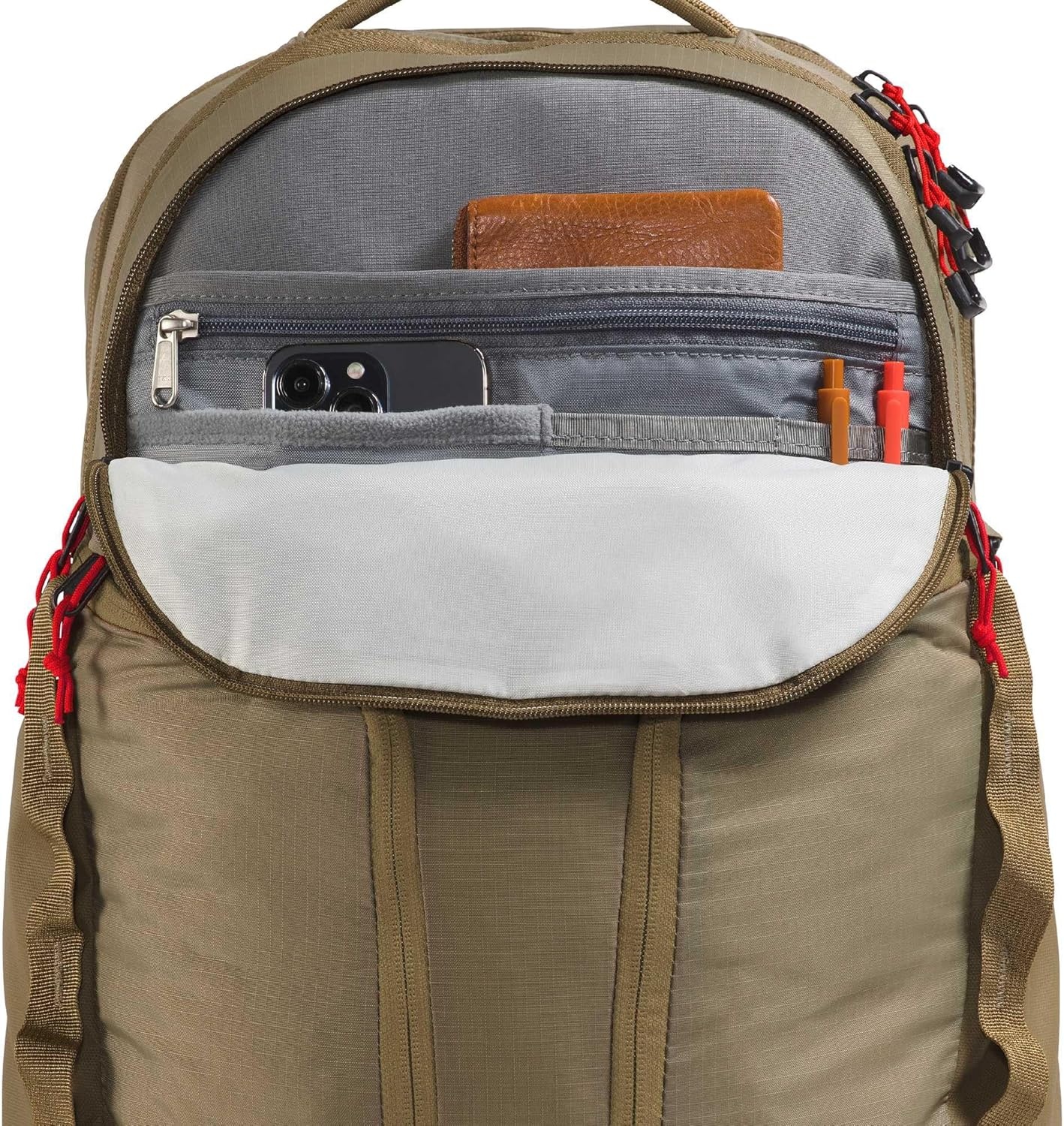 imageTHE NORTH FACE Surge Commuter Laptop Backpack Daypack With Water Repellent Finish 16 Laptop Sleeve Reflective DetailsCedarLava Red