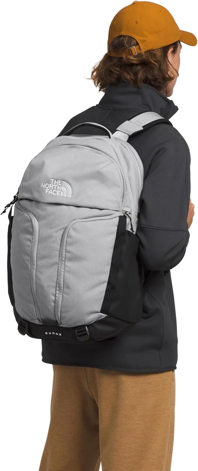 imageTHE NORTH FACE Surge Commuter Laptop Backpack Daypack With Water Repellent Finish 16 Laptop Sleeve Reflective DetailsMeld Grey Dark HeatherTnf Blacknpf