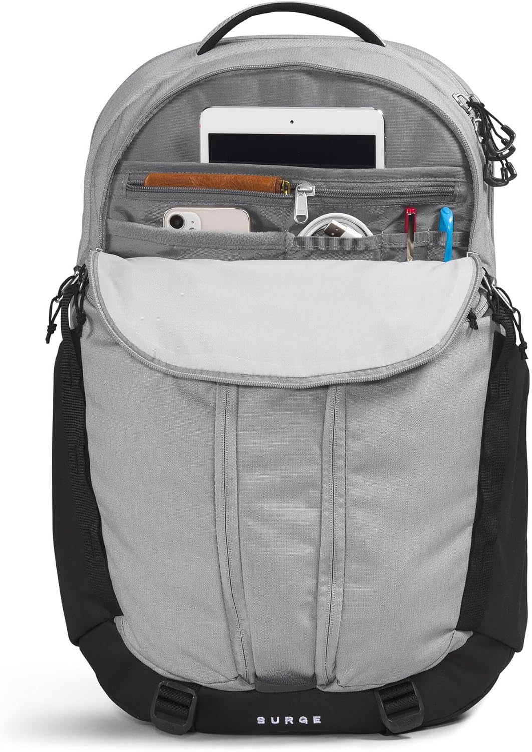 imageTHE NORTH FACE Surge Commuter Laptop Backpack Daypack With Water Repellent Finish 16 Laptop Sleeve Reflective DetailsMeld Grey Dark HeatherTnf Blacknpf