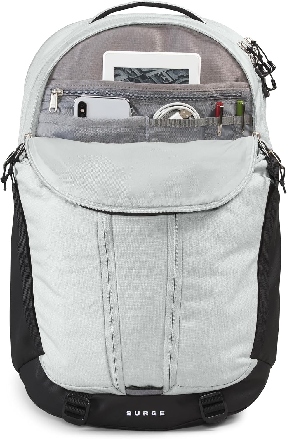 imageTHE NORTH FACE Surge Commuter Laptop Backpack Daypack With Water Repellent Finish 16 Laptop Sleeve Reflective DetailsTin Grey Dark HeatherTnf Blacknpf