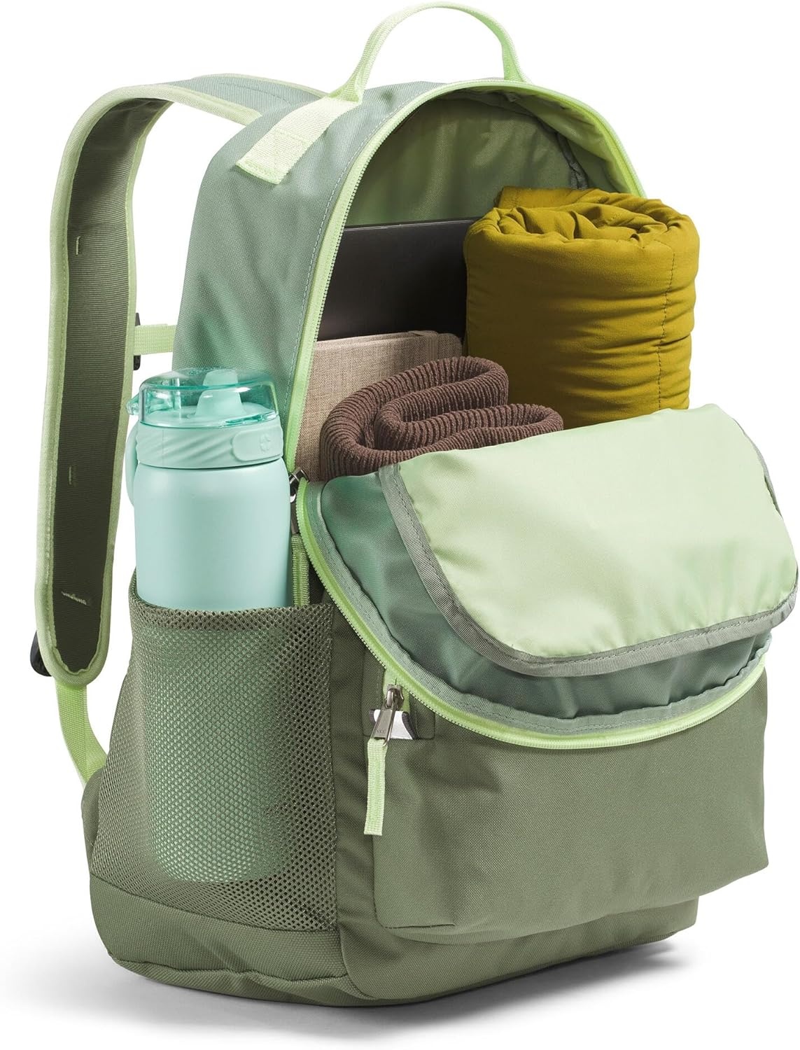 imageTHE NORTH FACE Teen Chuckwalla Daypack Travel Backpack Laptop Sleeve Reflective Safety Details Adjustable Strap Metal PinkTranscendent GreyPale Blossom One SizeSlate MossBark Mist