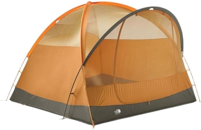 imageTHE North FACE Tents Wawona 4 Tent FourPerson Camping Tent Water Repellent Spacious amp Easy to Set Up Attached Vestibule AreaLight Exuberance OrangeTimber TanNew Taupe Green