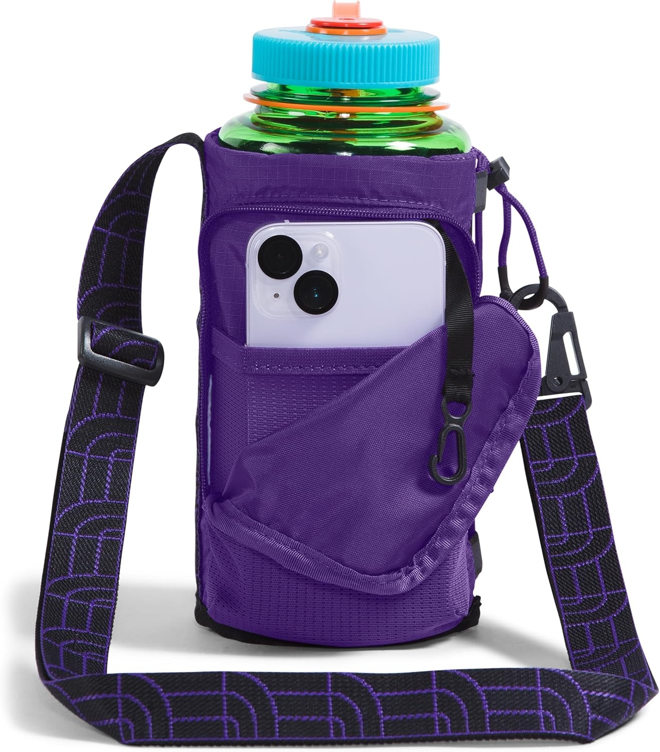 imageThe North Face Borealis Water Bottle Holder Adjustable Strap WaterRepellent Finish External Pocket with Key Hook Opal Frost One SizePeak PurpleTNF Black