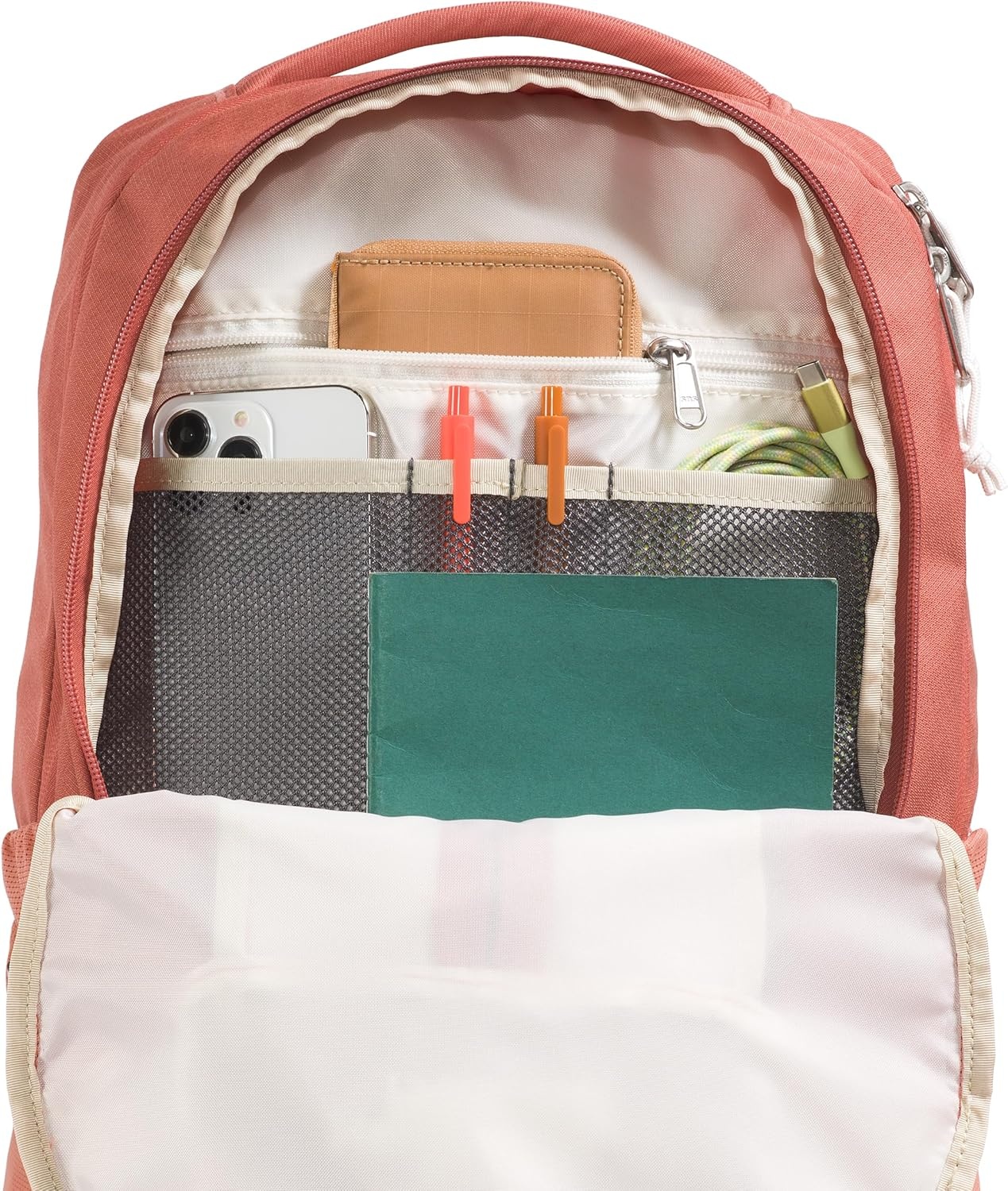 imageThe North Face Lichen Daypack Everyday Commuter Backpack Laptop Sleeve Water Bottle Pockets Center Front Pouch Smoked Pearl Dark HeatherTNF Black One SizeMars Dust Dark HeatherMars Dust