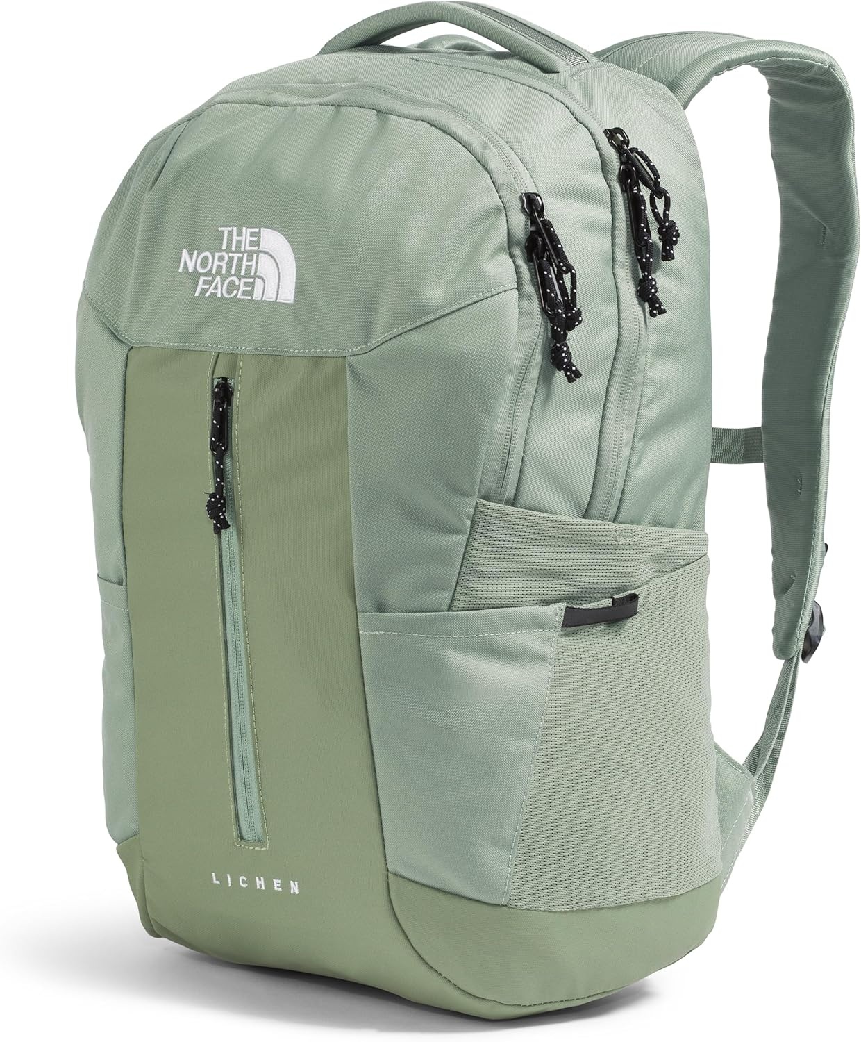imageThe North Face Lichen Daypack Everyday Commuter Backpack Laptop Sleeve Water Bottle Pockets Center Front Pouch Smoked Pearl Dark HeatherTNF Black One SizeBark MistSlate Moss
