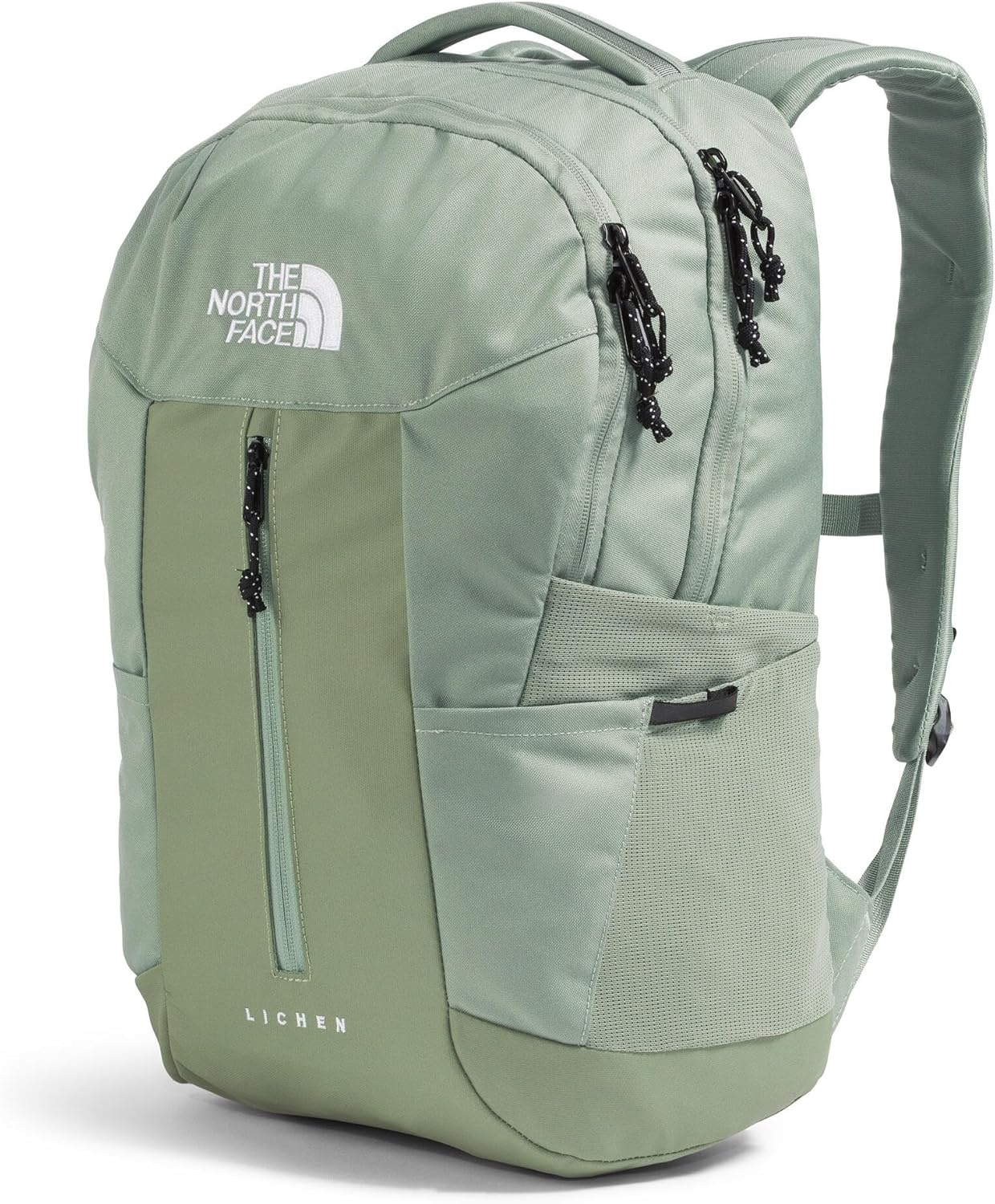 imageThe North Face Lichen Daypack Everyday Commuter Backpack Laptop Sleeve Water Bottle Pockets Center Front Pouch Smoked Pearl Dark HeatherTNF Black One SizeBark MistSlate Moss