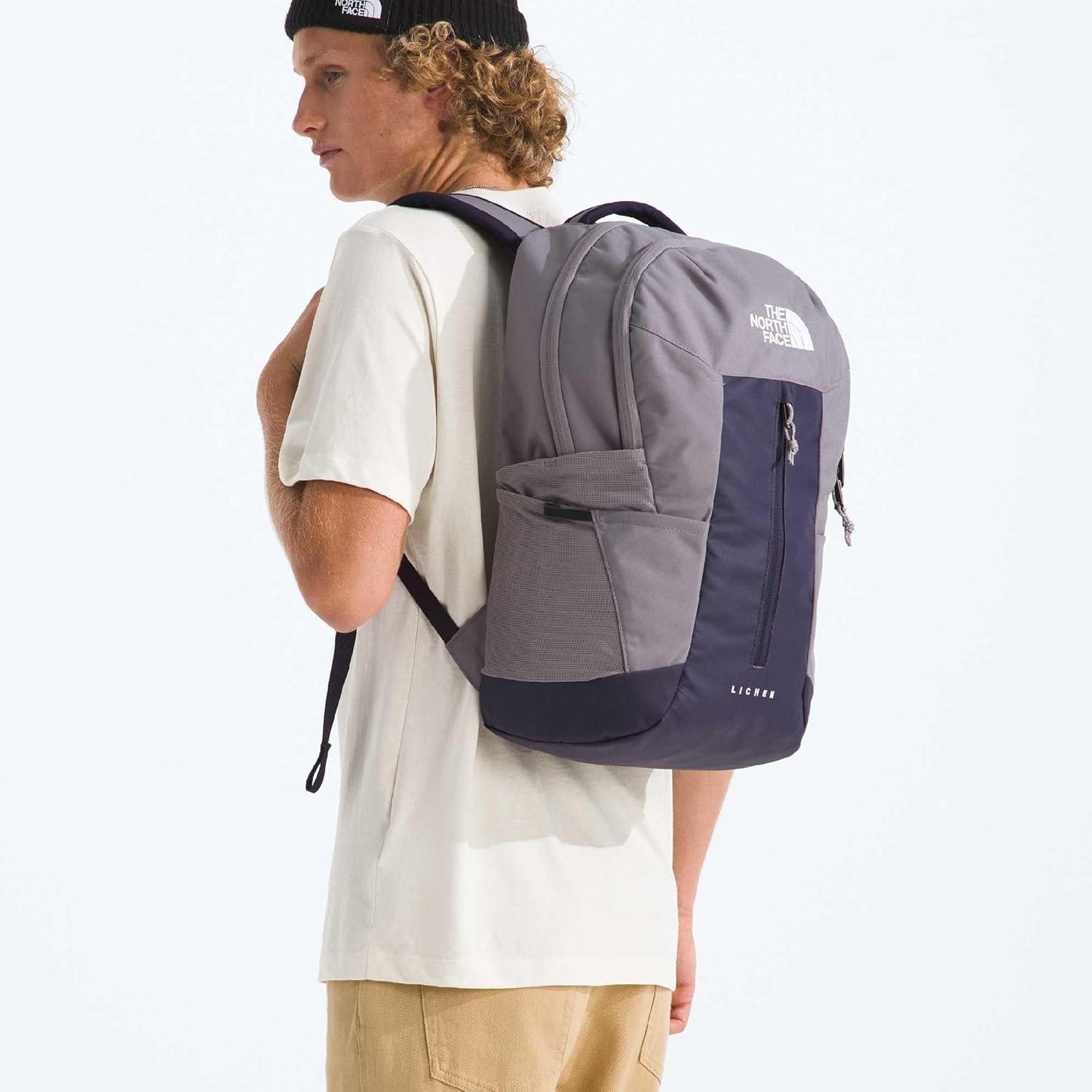 imageThe North Face Lichen Daypack Everyday Commuter Backpack Laptop Sleeve Water Bottle Pockets Center Front Pouch Smoked Pearl Dark HeatherTNF Black One SizeTranscendent GreyEndless Dusk