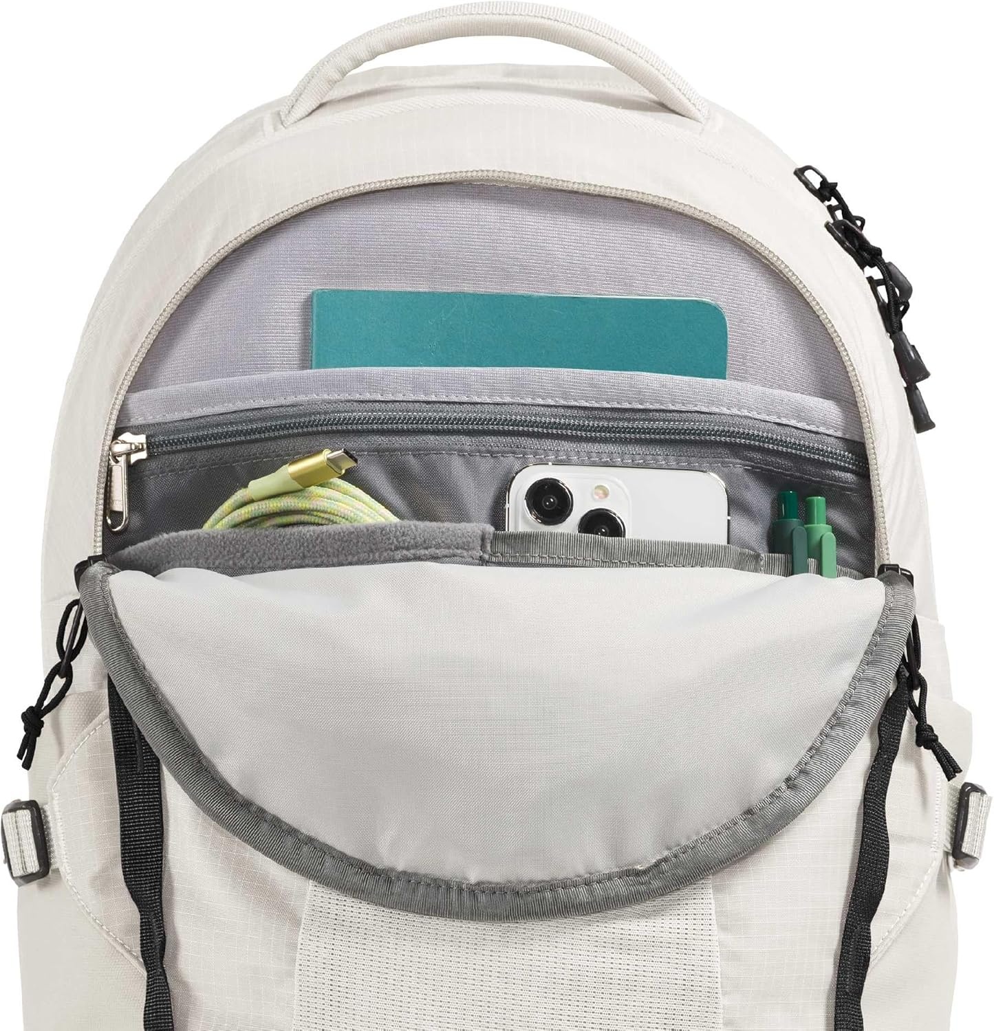 imageThe North Face Router Everyday Laptop Backpack Daypack Water Repellent Laptop Sleeve Reflective Details Asphalt Grey Light HeatherTNF BlackNPF One SizeWhite DuneTnf Black