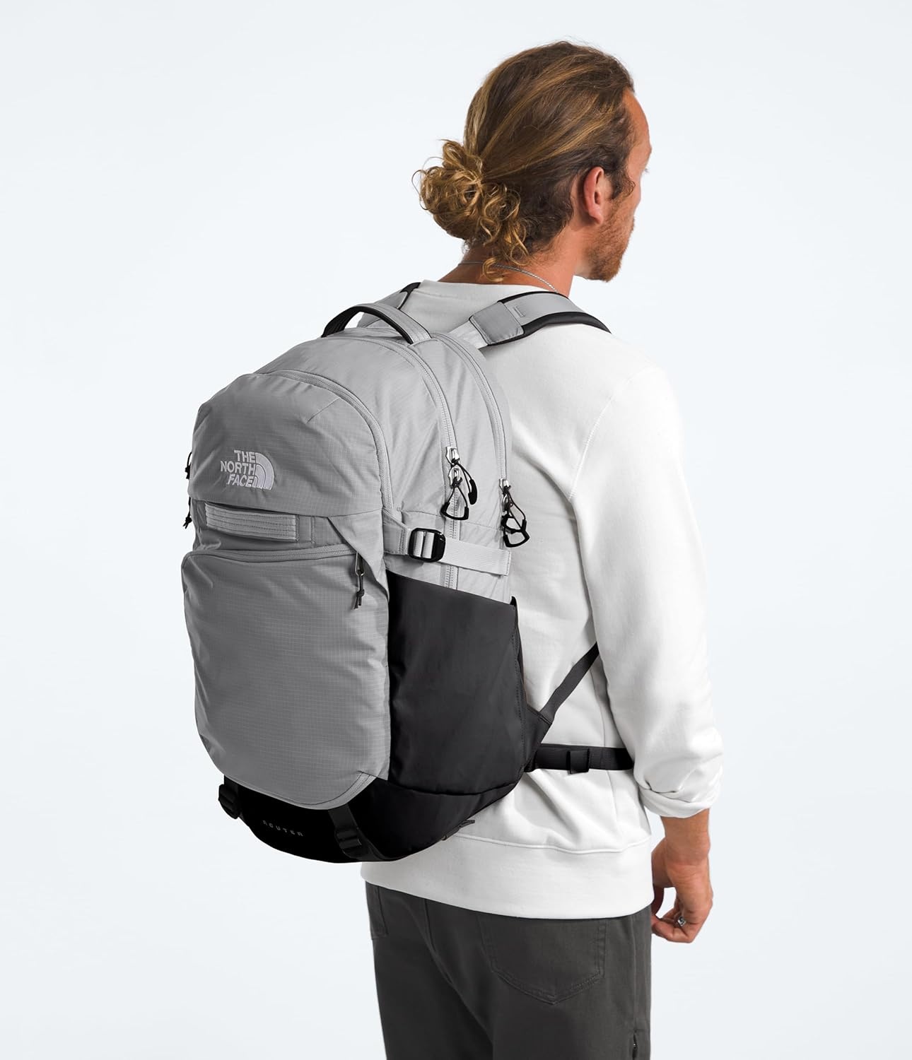 imageThe North Face Router Everyday Laptop Backpack Daypack Water Repellent Laptop Sleeve Reflective Details Asphalt Grey Light HeatherTNF BlackNPF One SizeMeld GreyTnf Blacknpf