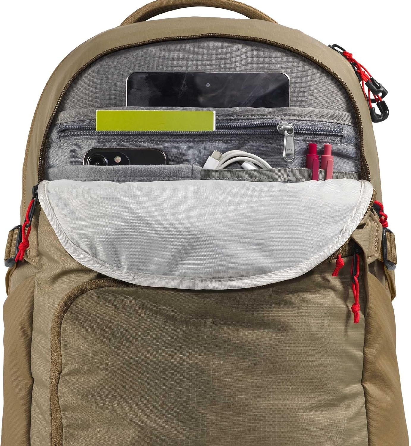 imageThe North Face Router Everyday Laptop Backpack Daypack Water Repellent Laptop Sleeve Reflective Details Asphalt Grey Light HeatherTNF BlackNPF One SizeCedarLava Red