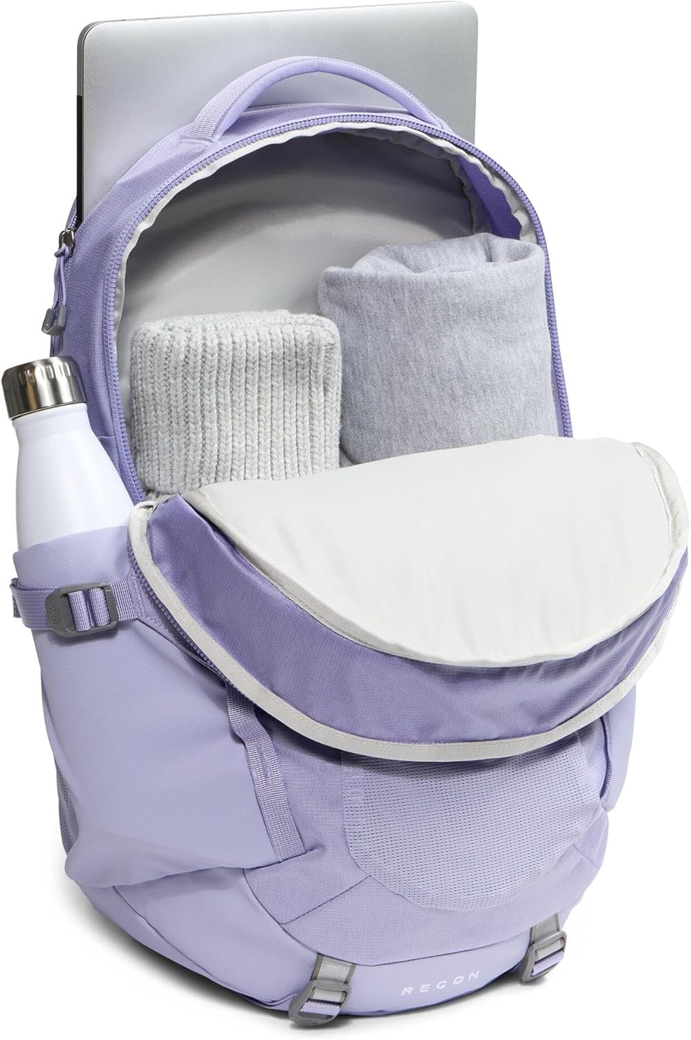 imageThe North Face Router Everyday Laptop Backpack Daypack Water Repellent Laptop Sleeve Reflective Details Asphalt Grey Light HeatherTNF BlackNPF One SizePale Plum Light HeatherPale Plum