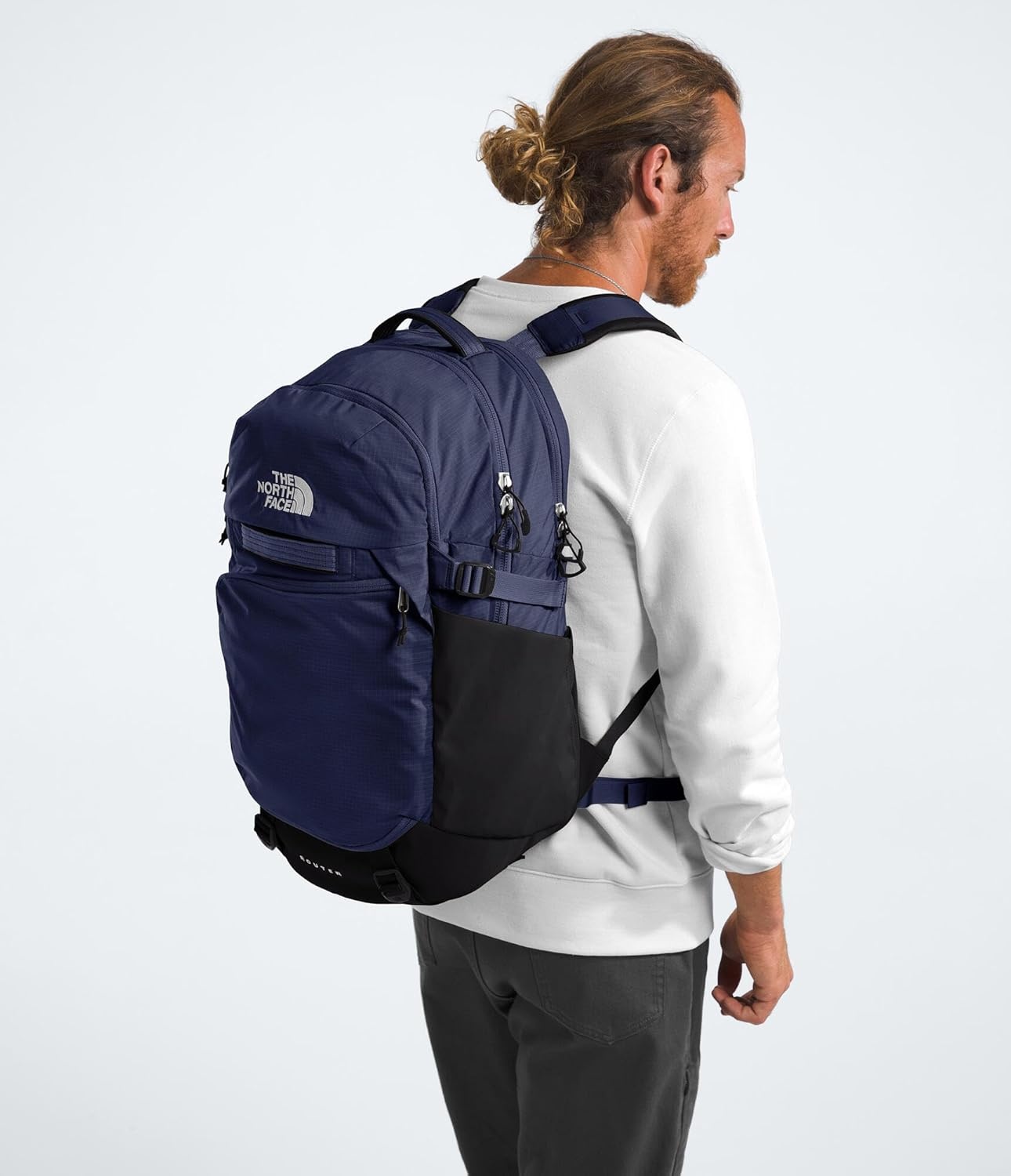 imageThe North Face Router Everyday Laptop Backpack Daypack Water Repellent Laptop Sleeve Reflective Details Asphalt Grey Light HeatherTNF BlackNPF One SizeTnf NavyTnf Blacknpf