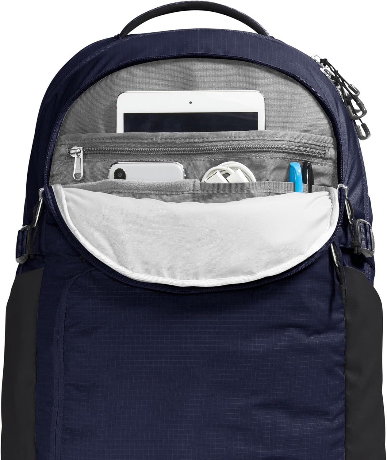 imageThe North Face Router Everyday Laptop Backpack Daypack Water Repellent Laptop Sleeve Reflective Details Asphalt Grey Light HeatherTNF BlackNPF One SizeTnf NavyTnf Blacknpf
