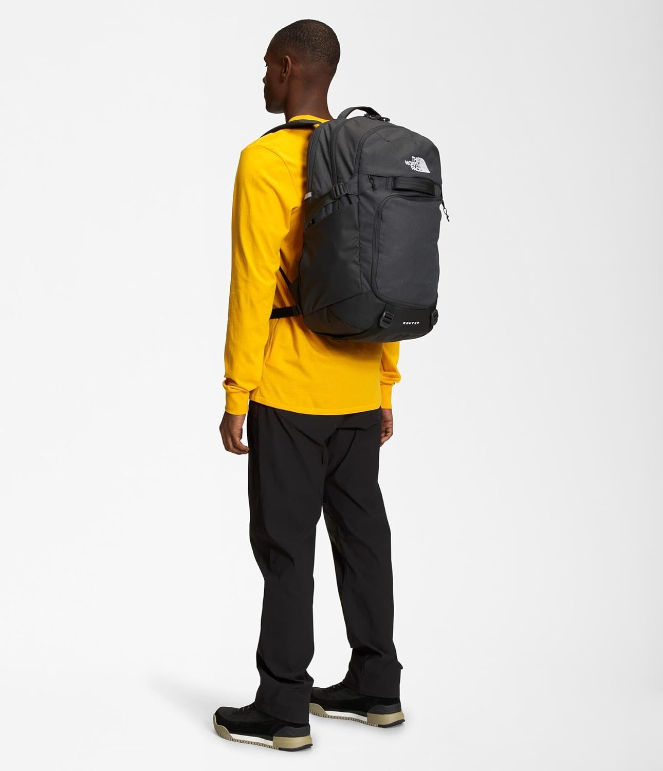 imageThe North Face Router Everyday Laptop Backpack Daypack Water Repellent Laptop Sleeve Reflective Details Asphalt Grey Light HeatherTNF BlackNPF One SizeAsphalt Grey Light HeatherTnf Blacknpf