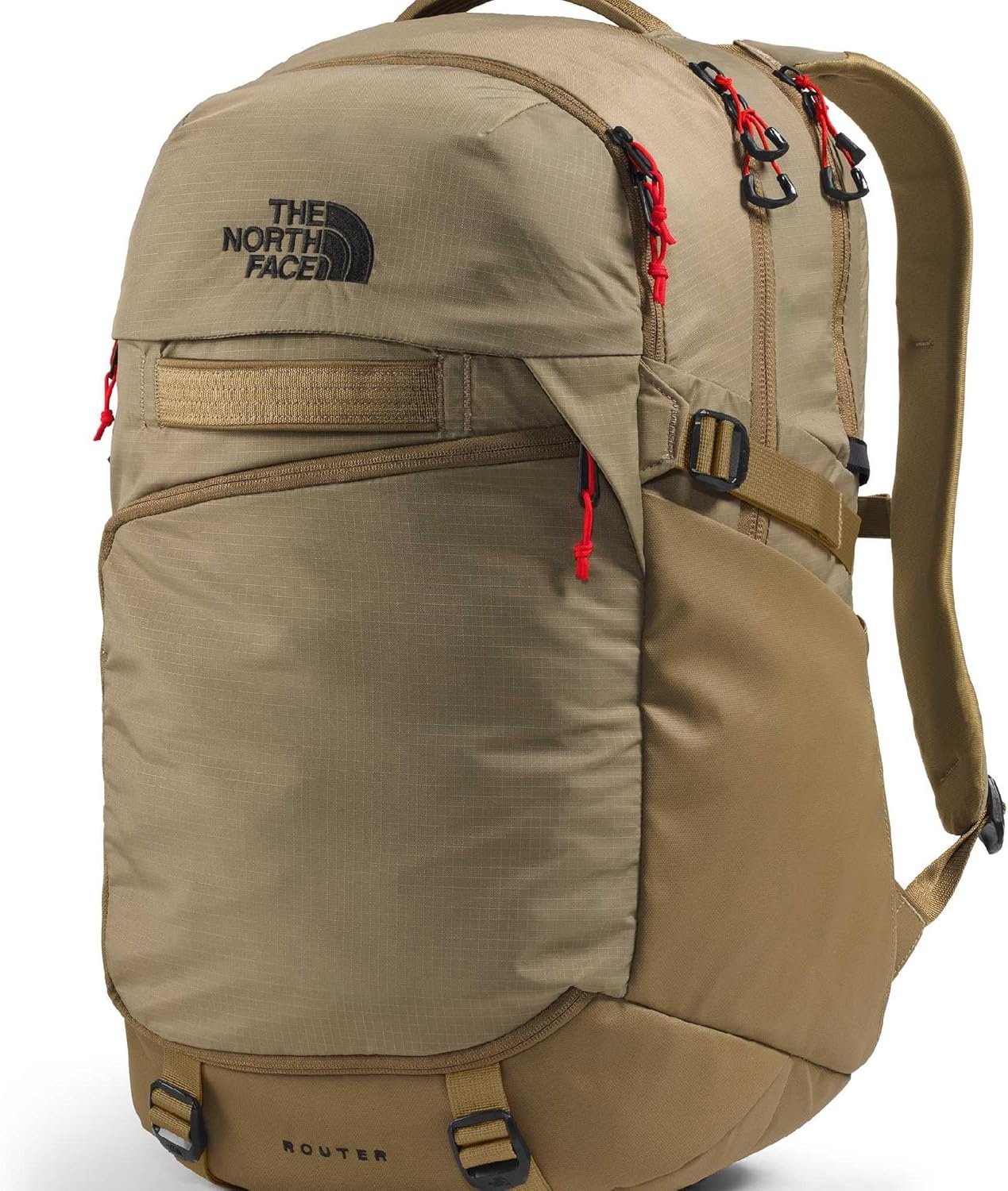 imageThe North Face Router Everyday Laptop Backpack Daypack Water Repellent Laptop Sleeve Reflective Details Asphalt Grey Light HeatherTNF BlackNPF One SizeCedarLava Red