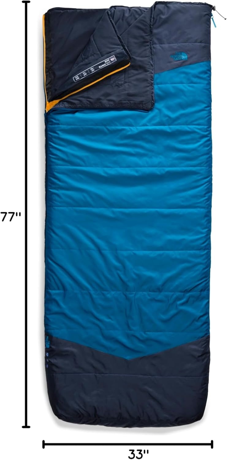 imageThe North Face SleepingBags Dolomite One 15F 9C 3in1 Insulated Sleeping Bag Water Repellent Rectangular Shape Fleece Lined Mid LayerHyper BlueRadiant YellowNPF