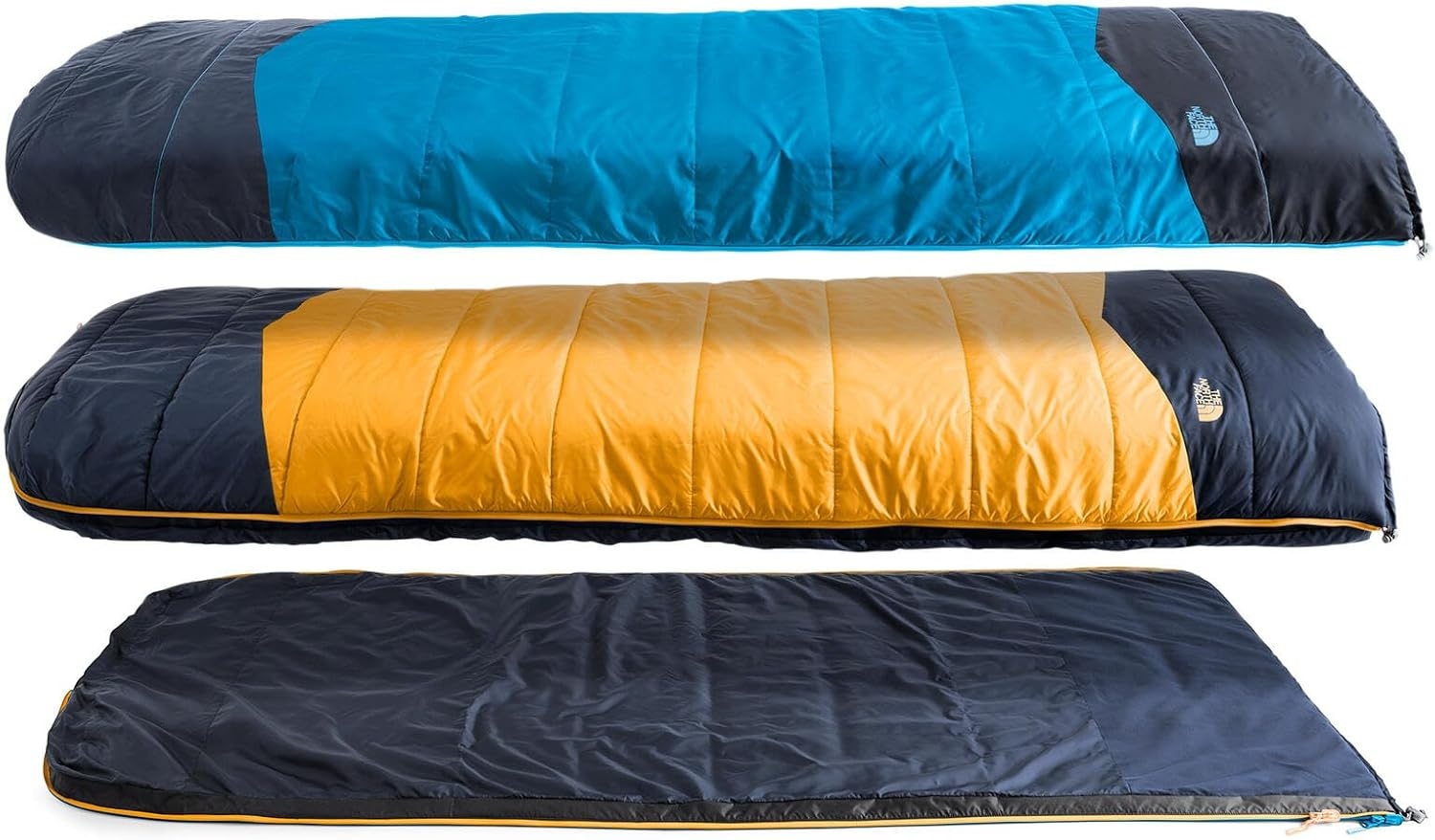 imageThe North Face SleepingBags Dolomite One 15F 9C 3in1 Insulated Sleeping Bag Water Repellent Rectangular Shape Fleece Lined Mid LayerHyper BlueRadiant YellowNPF