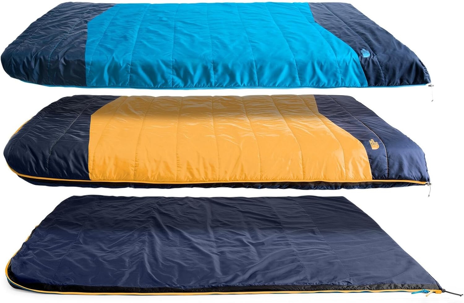 imageThe North Face SleepingBags Dolomite One 15F 9C 3in1 Insulated Sleeping Bag for 2 People Water Repellent Rectangular Shape Fleece Lined Mid LayerHyper BlueRadiant YellowNPF
