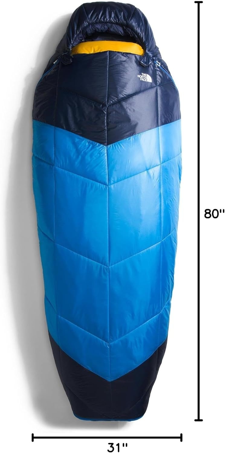 imageThe North Face SleepingBags One Bag 5F 15C 3in1 Insulated Sleeping Bag Water Repellent Heatseeker amp 800 Fill Down Insulation Includes Compression SackSuper Sonic BlueArrowwood YellowNPF