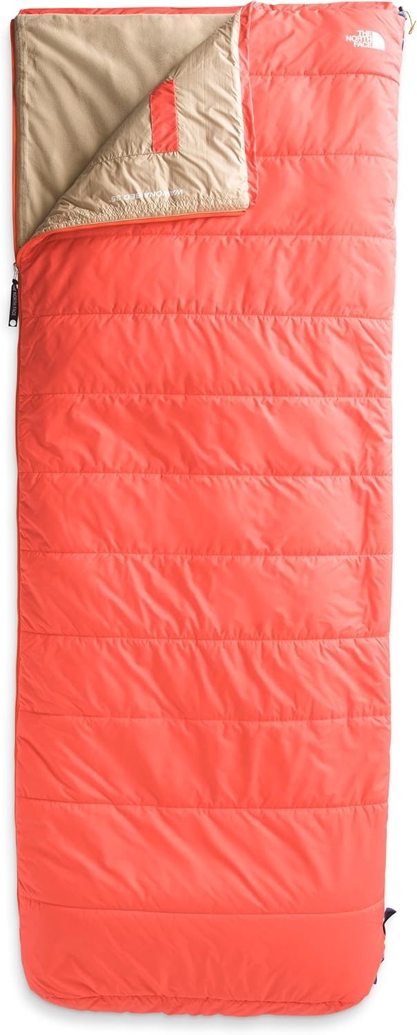 imageThe North Face SleepingBags Wawona Bed 35 Sleeping Bag Rectangular 35F 2C Insulated Camping Sleeping Bag Water RepellentRetro OrangeNPF
