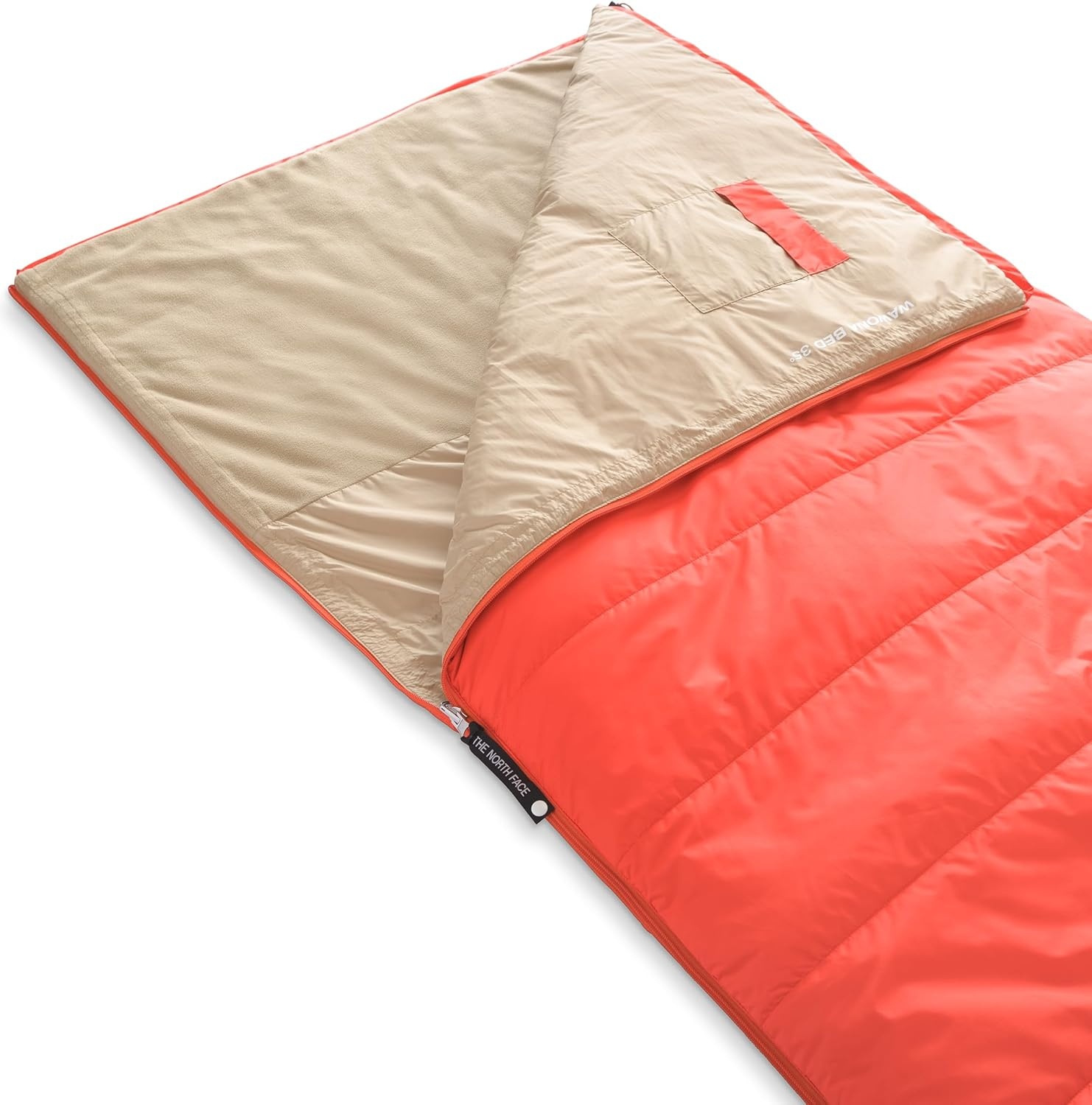 imageThe North Face SleepingBags Wawona Bed 35 Sleeping Bag Rectangular 35F 2C Insulated Camping Sleeping Bag Water RepellentRetro OrangeNPF