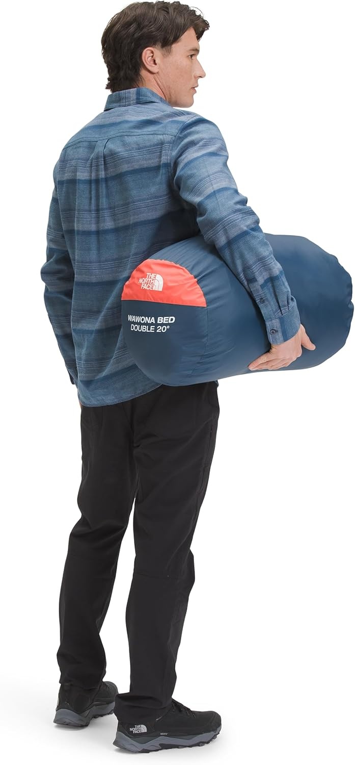 imageThe North Face SleepingBags Wawona Bed Double 20 Sleeping Bag TwoPerson 20F 7C Insulated Camping Bag Synthetic Insulation Water RepellentShady BlueNPF