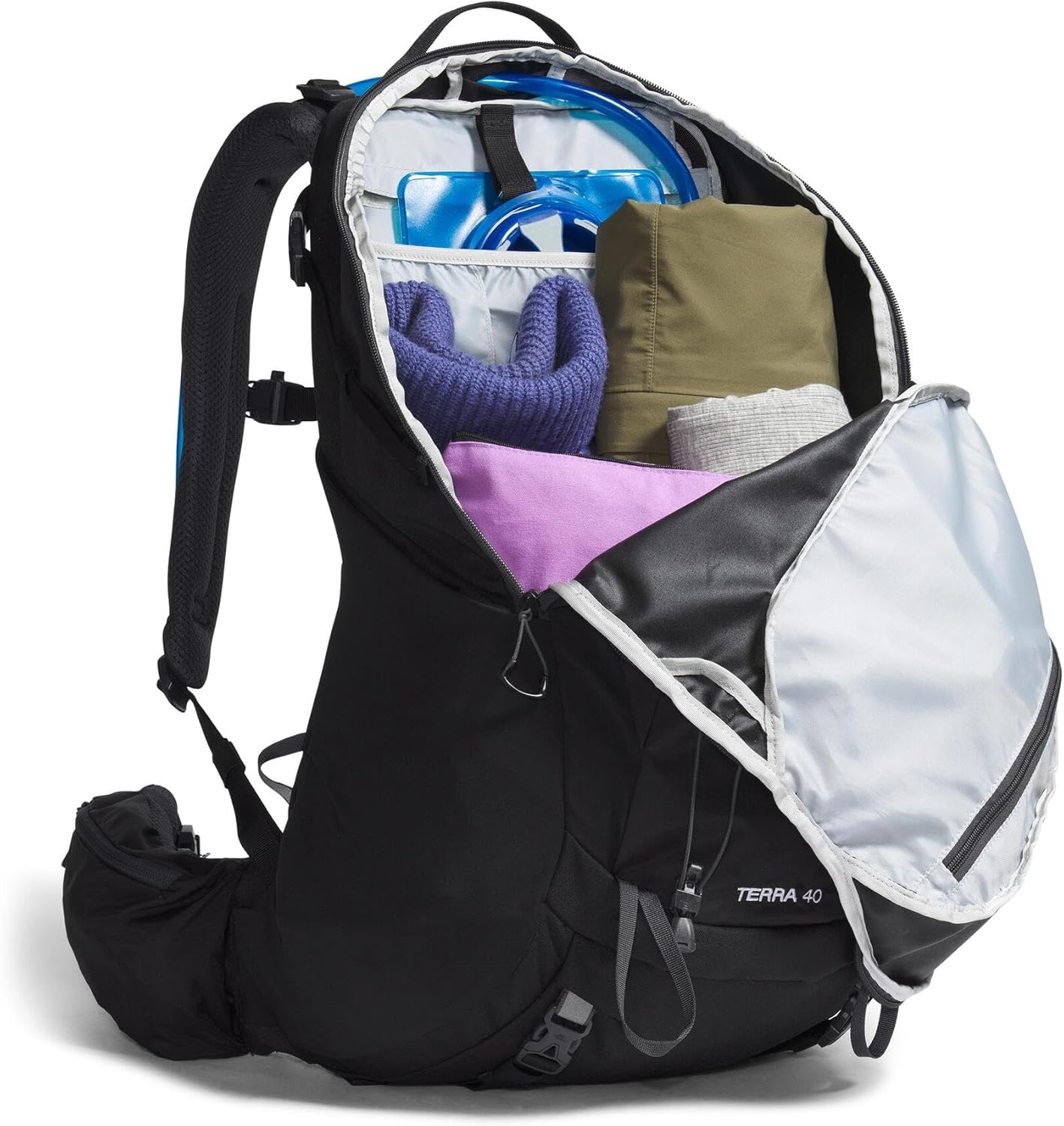 imageThe North Face Terra 40 Backpack Unisex Hiking Pack Padded Hipbelt Pole amp Ice Axe Attachments Hydration Sleeve TNF BlackAsphalt GreyNPF LargeXLargeTnf BlackAsphalt Greynpf