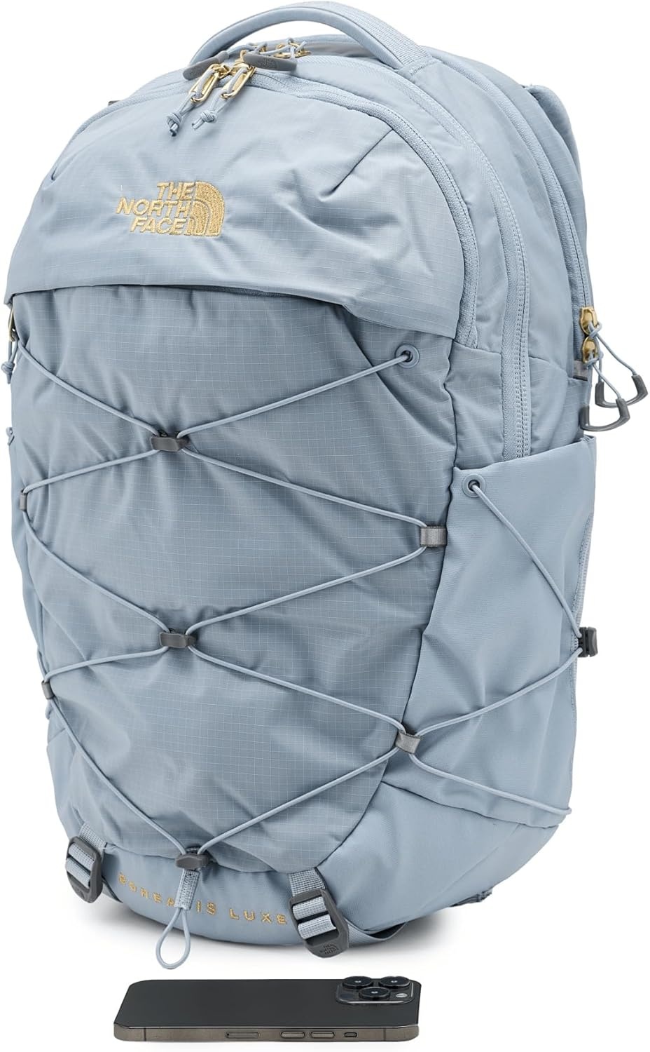 imageThe North Face Vault Everyday Laptop Backpack Commuter Travel Bag WaterRepellent Finish Spacious Compartment Mid Grey Dark HeatherTNF BlackNPF One SizeFrost GreyGold Metallic