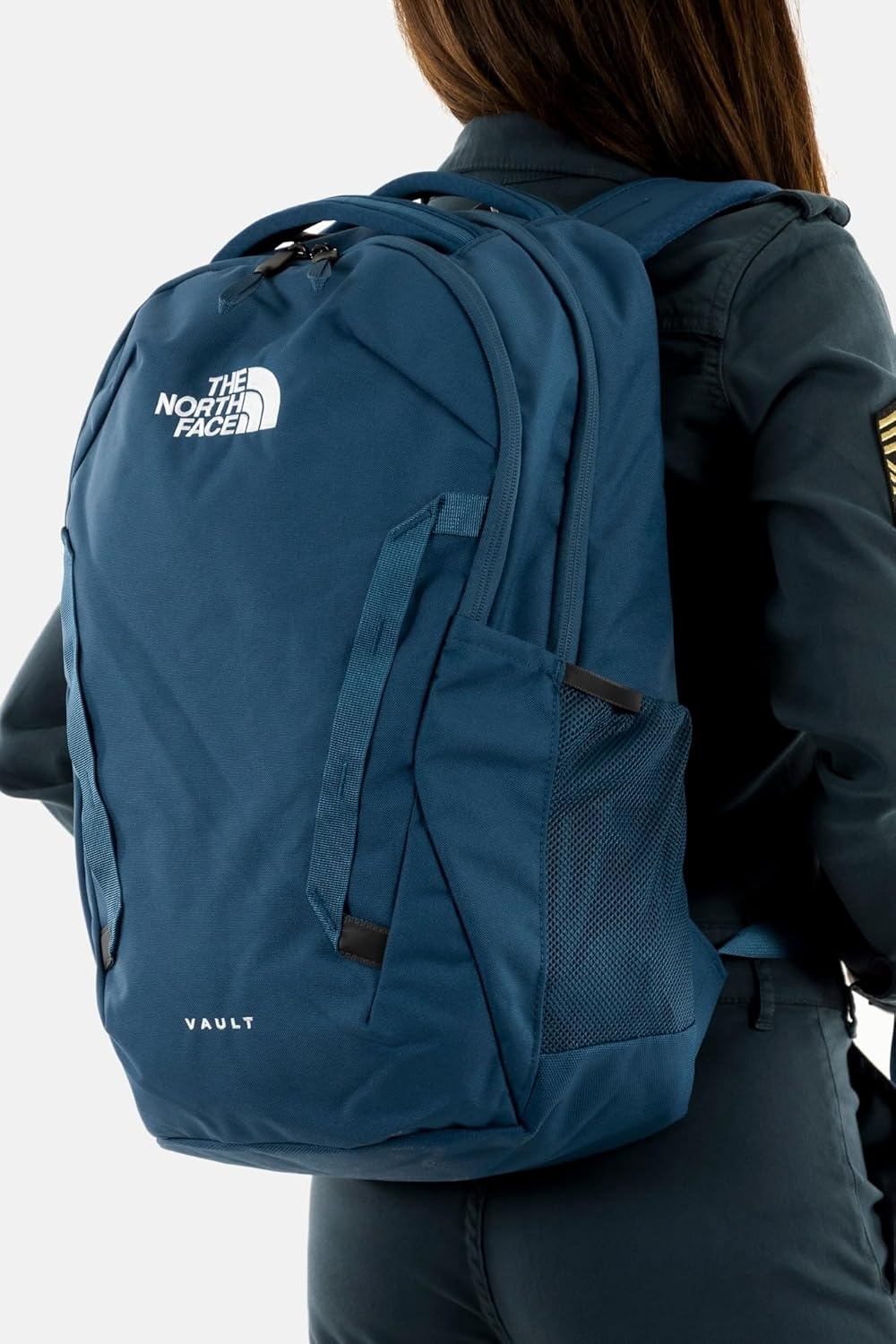 imageThe North Face Vault Everyday Laptop Backpack Commuter Travel Bag WaterRepellent Finish Spacious Compartment Mid Grey Dark HeatherTNF BlackNPF One SizeShady BlueTnf Whitenpf