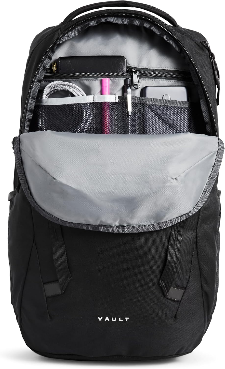 imageThe North Face Vault Everyday Laptop Backpack Commuter Travel Bag WaterRepellent Finish Spacious Compartment Mid Grey Dark HeatherTNF BlackNPF One SizeTnf Blacknpf