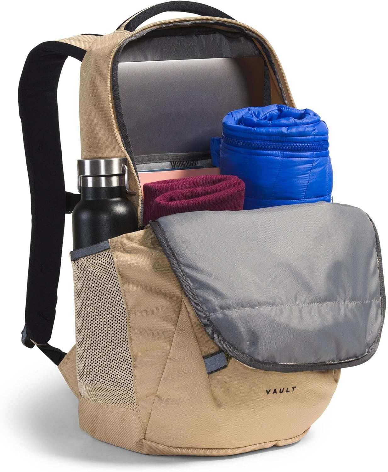 imageThe North Face Vault Everyday Laptop Backpack Commuter Travel Bag WaterRepellent Finish Spacious Compartment Mid Grey Dark HeatherTNF BlackNPF One SizeKhaki StoneTnf Black