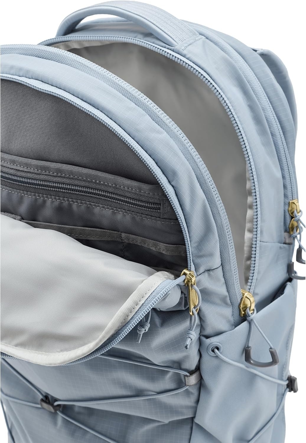 imageThe North Face Vault Everyday Laptop Backpack Commuter Travel Bag WaterRepellent Finish Spacious Compartment Mid Grey Dark HeatherTNF BlackNPF One SizeFrost GreyGold Metallic