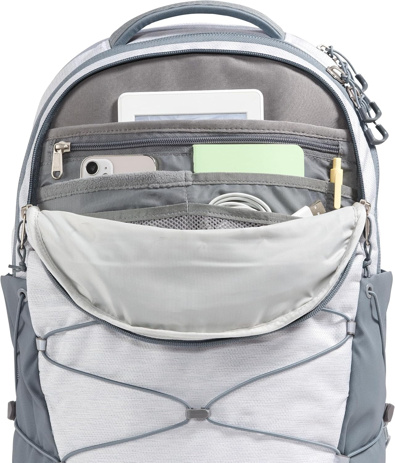 imageThe North Face Womens Borealis Commuter Laptop Backpack Everyday Travel Bag Laptop Sleeve Reflective Details Stone Slab Light HeatherStone Slab One SizeTnf White Metallic MlangeMid Greynpf