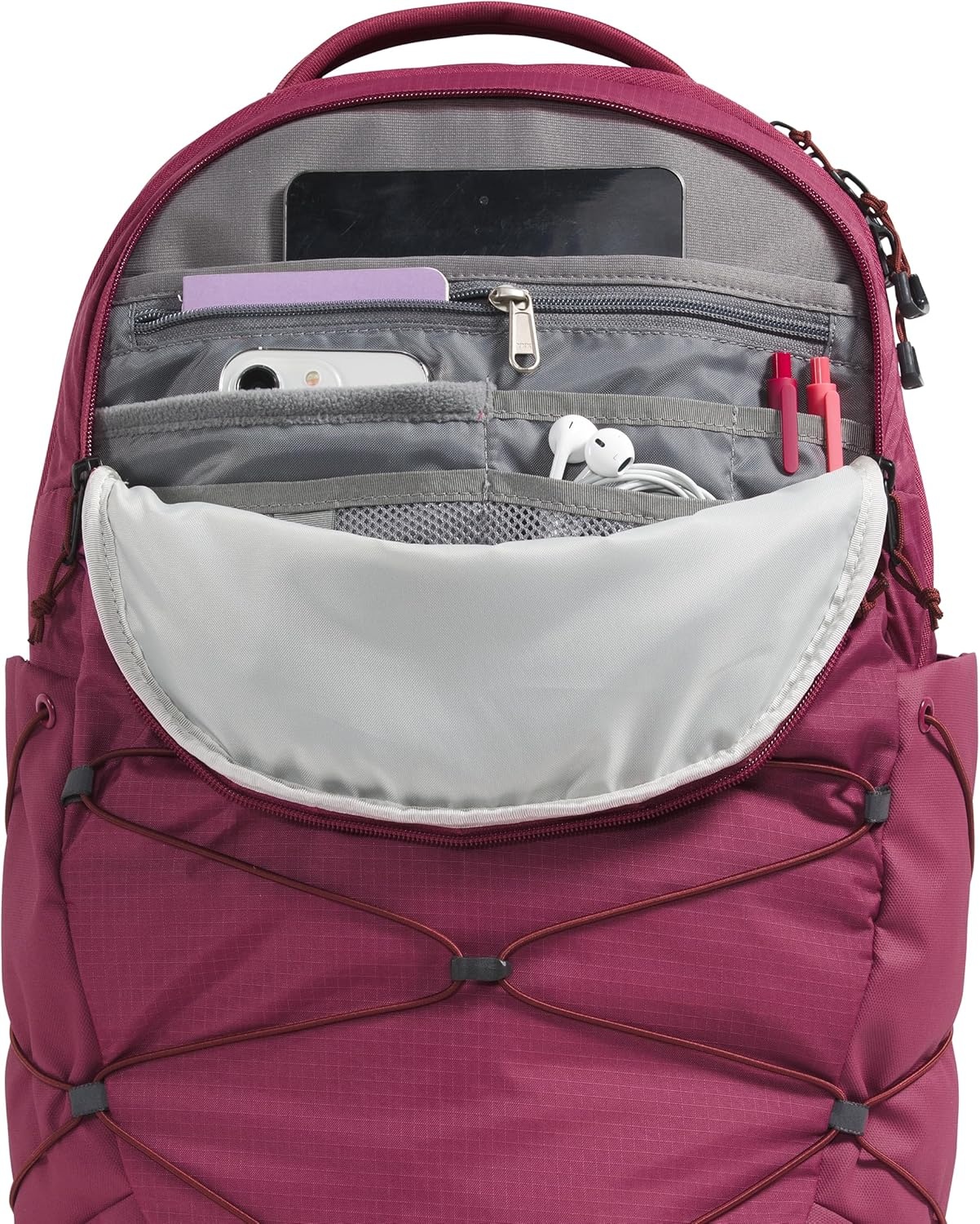 imageThe North Face Womens Borealis Commuter Laptop Backpack Everyday Travel Bag Laptop Sleeve Reflective Details Stone Slab Light HeatherStone Slab One SizeCyber BerrySumac
