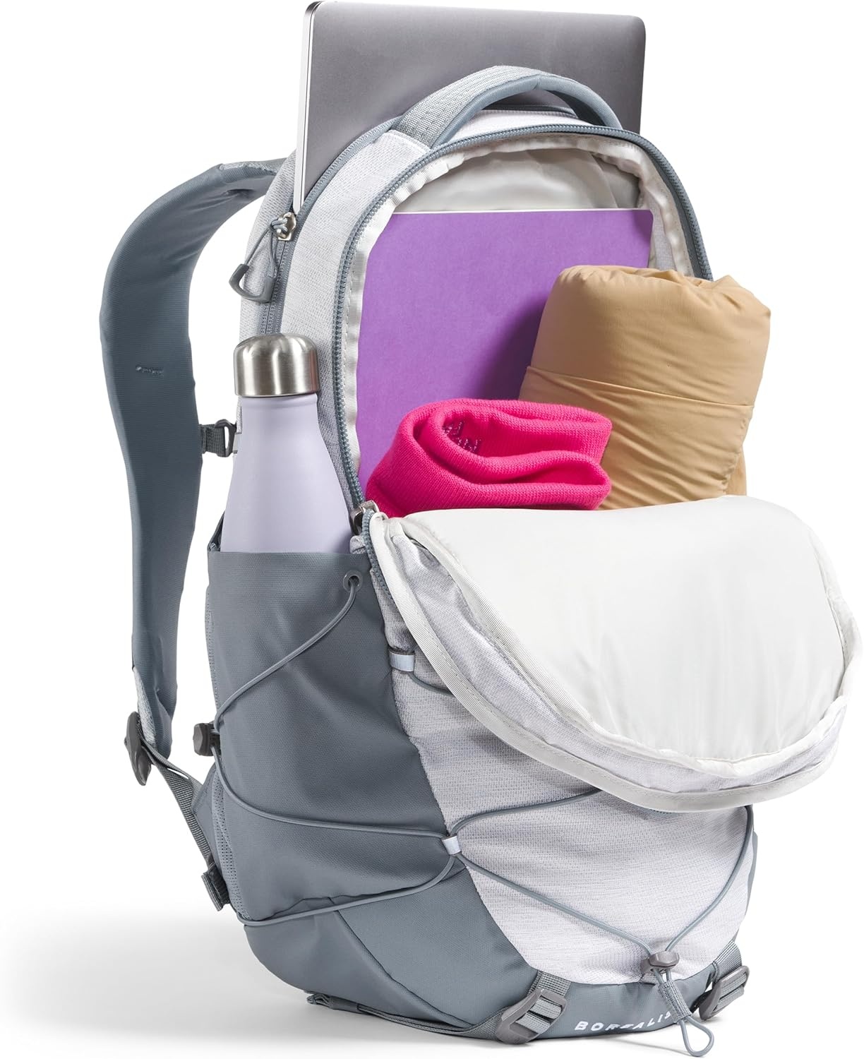 imageThe North Face Womens Borealis Commuter Laptop Backpack Everyday Travel Bag Laptop Sleeve Reflective Details Stone Slab Light HeatherStone Slab One SizeTnf White Metallic MlangeMid Greynpf