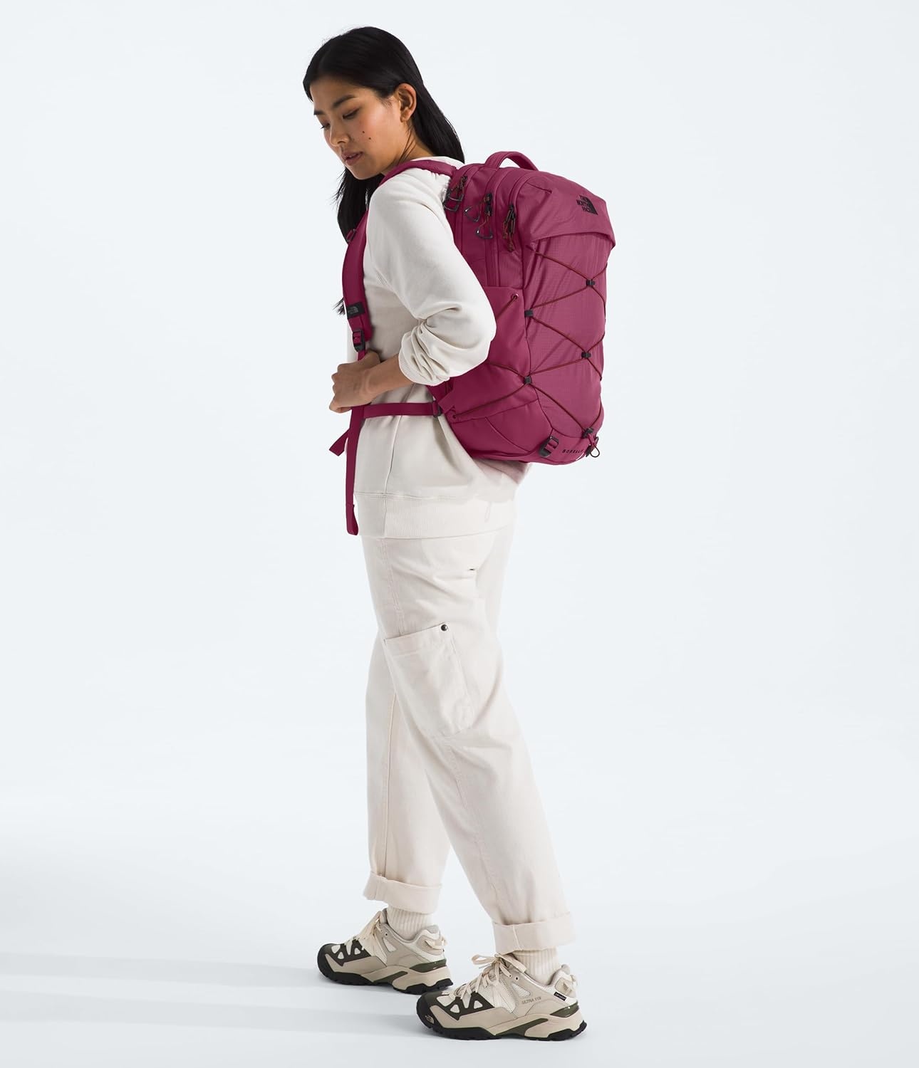 imageThe North Face Womens Borealis Commuter Laptop Backpack Everyday Travel Bag Laptop Sleeve Reflective Details Stone Slab Light HeatherStone Slab One SizeCyber BerrySumac
