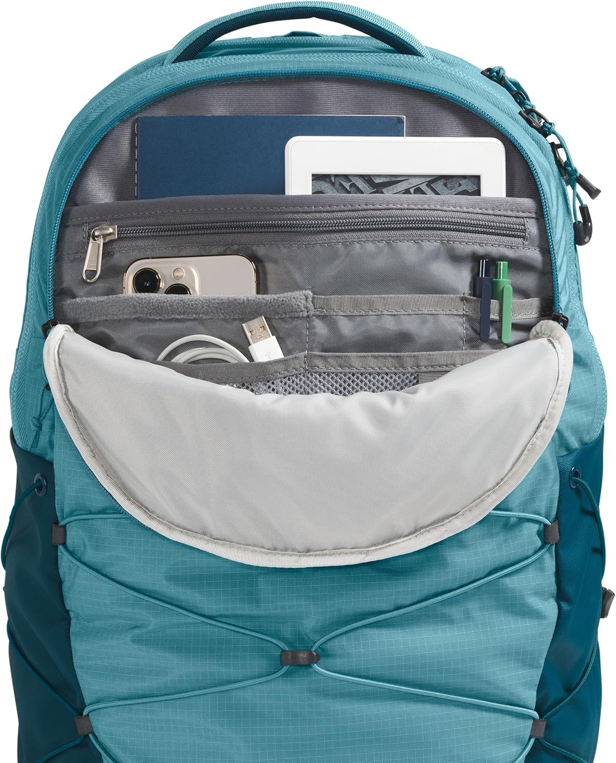imageThe North Face Womens Borealis Commuter Laptop Backpack Everyday Travel Bag Laptop Sleeve Reflective Details Stone Slab Light HeatherStone Slab One SizeAlgae BlueMidnight Petrol