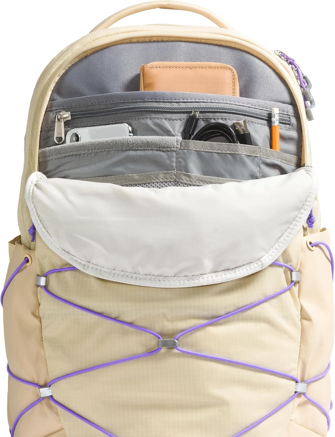imageThe North Face Womens Borealis Commuter Laptop Backpack Everyday Travel Bag Laptop Sleeve Reflective Details Stone Slab Light HeatherStone Slab One SizeGravelOptic Violet