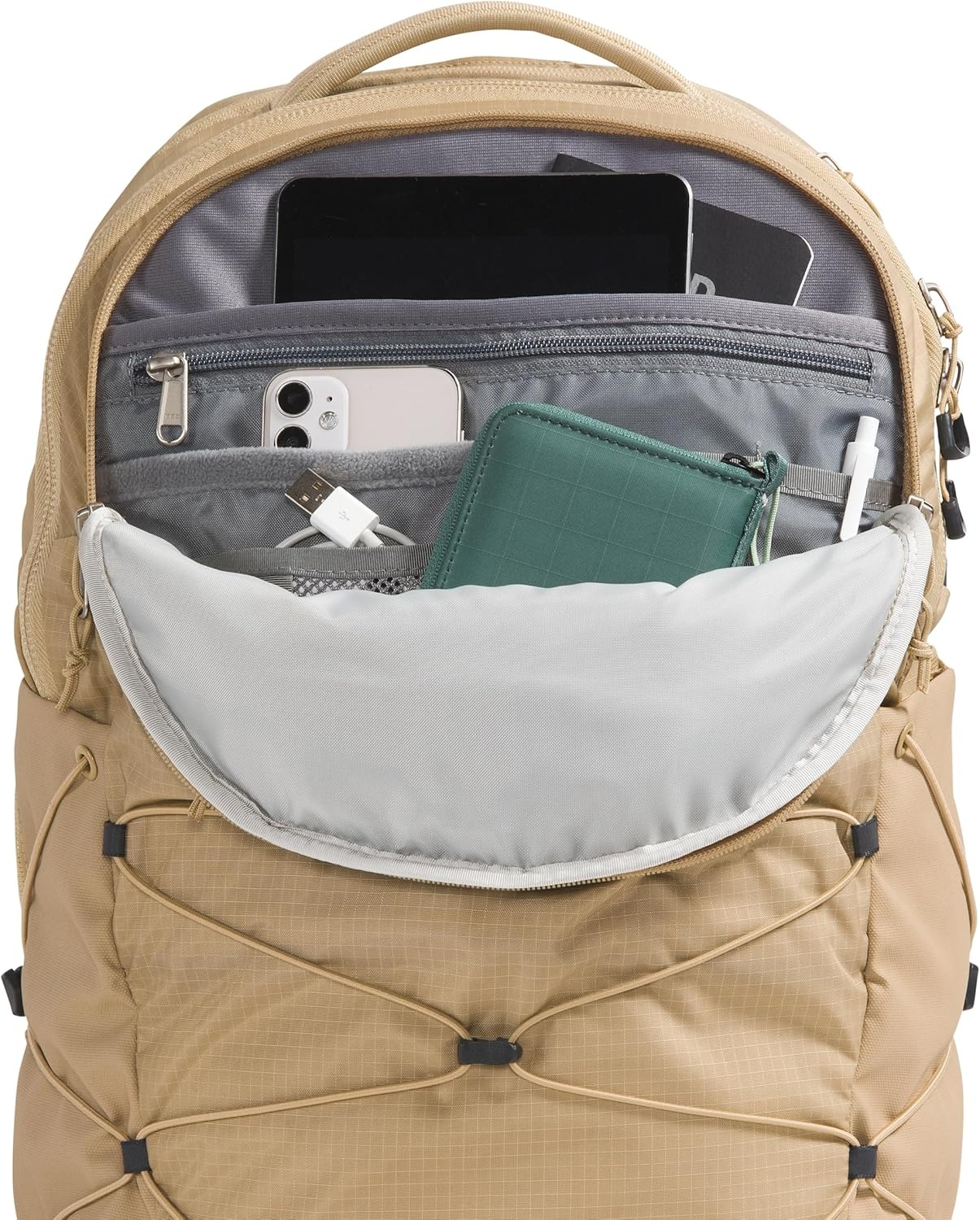 imageThe North Face Womens Borealis Commuter Laptop Backpack Everyday Travel Bag Laptop Sleeve Reflective Details Stone Slab Light HeatherStone Slab One SizeKhaki Stone